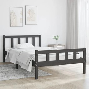 szürke tömör fa ágykeret 100 x 200 cm