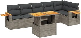 vidaXL 7 részes szürke polyrattan kerti ülőgarnitúra párnákkal