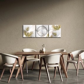 Kép - 3D körök virágokkal (órával) (90x30 cm)