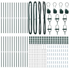 Kerítésoszlopok 26 db Zöld Ø32 mm 200 cm Galvanizált Acél