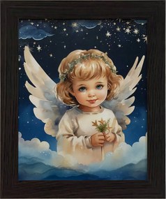 Vászonkép 30x25 Őrangyal Angyal Keret Wenge Ajándék Keresztelőre
