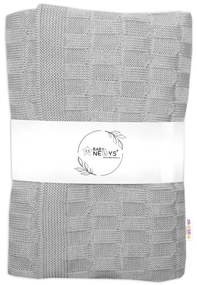 Baby Nellys Luxus pamut- kötött takaró, takaró KOCKA, 80 x 100 cm - szürke