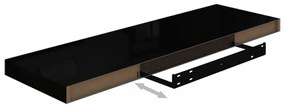 4 db magasfényű fekete MDF lebegő fali polc 80 x 23,5 x 3,8 cm