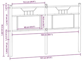 füstös tölgy színű szerelt fa és acél fejtámla 150 cm