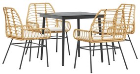 vidaXL 5 észes barna polyrattan üveg kerti étkezőgarnitúra párnával