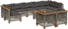 vidaXL 10 részes szürke polyrattan kerti ülőgarnitúra párnákkal