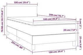 fekete szövet rugós és LED-es ágy matraccal 100x200 cm