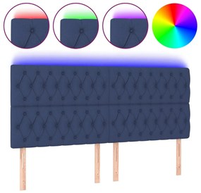 kék szövet LED-es fejtámla 180x7x118/128 cm