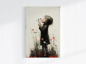 Poszter Gyerek Lány Portré Rét Pipacs Virágok 40x60