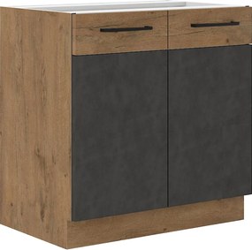 Mosogató szekrény, szürke matt/tölgy lancelot, VEGA 80 ZL 2F BB