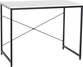 Íróasztal, fehér/fekete, 90x60 cm, MELLORA