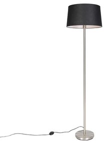 Modern állólámpa acélból fekete búrával 45 cm - Simplo