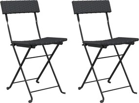 vidaXL 2 db fekete polyrattan összecsukható bisztrószék