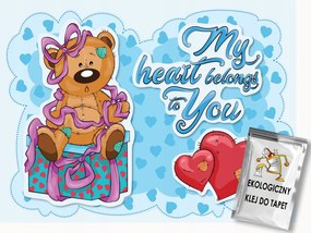 Fotótapéta Flizelina Gyerekeknek Maci Ajándék Szív 350x250 ragasztó