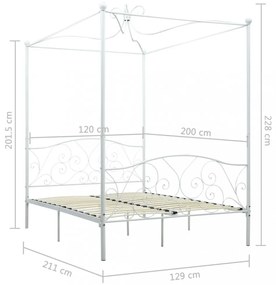 fehér fém baldachinos ágykeret 120 x 200 cm