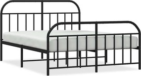 vidaXL fekete fém ágykeret fej- és lábtámlával 135 x 190 cm