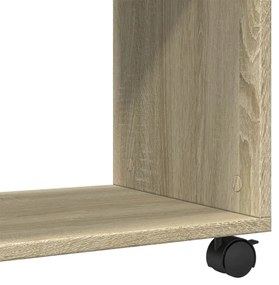 sonoma tölgy színű szerelt fa kisasztal kerekekkel 70x35x60 cm
