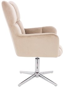 HR650CROSS Latte modern velúr szék krómozott lábbal