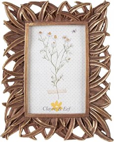 Arany-barna képkeret dekoratív levélszegélyekkel 10x15 cm