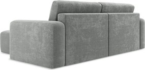 Szürke zsenília kinyitható-tárolóhelyes sarokkanapé (jobb oldali-heverő résszel) Kona – Makamii