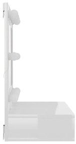 magasfényű fehér tükrös szekrény LED-ekkel 60 x 31,5 x 62 cm