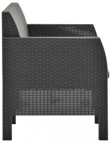 2 részes antracit PP rattan kerti bútorgarnitúra párnákkal