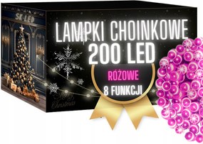 Karácsonyfa Fényfüzér 200 Led Rózsaszín 16M Kültéri Led Karácsonyfa Fényfüzér