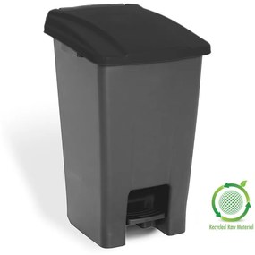 Szelektív hulladékgyűjtő konténer, műanyag, pedálos, antracit/fekete, 70L