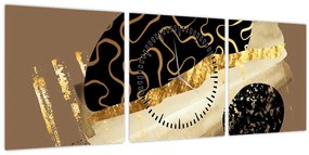 Kép - Absztrakció aranybarna N⁰3 (órával) (90x30 cm)