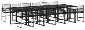 13 részes fekete polyrattan kerti étkezőgarnitúra