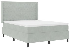 Boxspring Ágy Matrac with Light Grey 140x200 cm Velúr