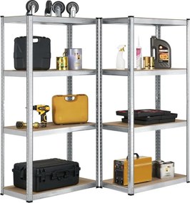 Easy tároló polc készlet 2 db 4 polcos fém és MDF 160x80