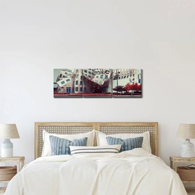 Kép - építészeti épület (órával) (90x30 cm)