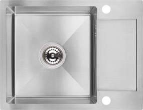 Inox Acél Mosogató 57x44 CM Süllyesztett Csepegtetővel, Szifonnal