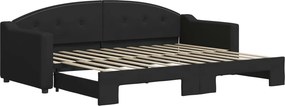 vidaXL fekete kihúzható szövet heverő 80 x 200 cm