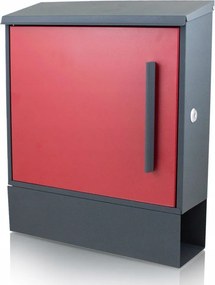 Piros modern postaláda – acél, falra akasztható