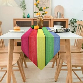 Dekoratív Abrosz asztalterítő színes rusztikus lenvászon 33x183