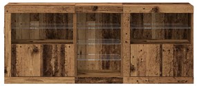 szekrény LED lámpákkal Régi fa 162x37x67 cm Fából készült
