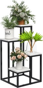 Outsunny Virágtartó Acél, Viráglétrés, Növénytároló Lépcső 4 Szinten, Virágtartó, Növénytartó Kerthez, Erkélyhez, Fehér, 34 x 34 x 70 cm | Aosom