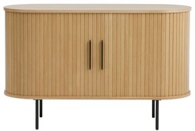 Natúr színű komód tolóajtóval, tölgyfa dekorral 120x76x45 cm Nola – Unique Furniture