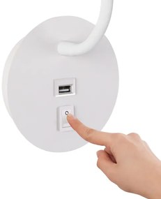 Brilagi - LED Rugalmas fali lámpa USB porttal MAYA LED/3W/230V fehér