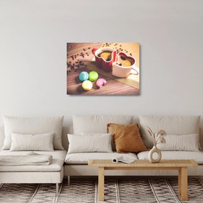 Kávé és a macaroon képe (üvegen) (70x50 cm)