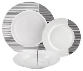 Modern porcelán étkészlet 18 részes  fehér fekete