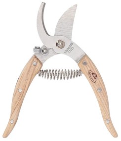 Rozsdamentes acél metszőolló szobanövényekhez, kőrisfa nyéllel, 17 cm