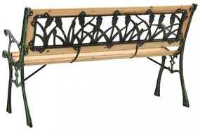 öntöttvas és tömör fenyőfa kerti pad 122 cm