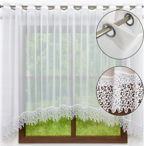 Kész függöny Gipiúrral, Íves, 130x200 cm, Karikákon, függöny karikákkal