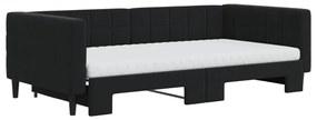 fekete kihúzható bársony heverő matraccal 100 x 200 cm