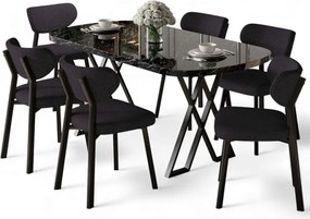 Axton étkezőgarnitúra, fekete márvány-antracit, 168 cm – TR240CHR2721