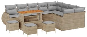 vidaXL Kerti Kanapé Szett 13 pcs Beige és Világosszürke Poly Rattan