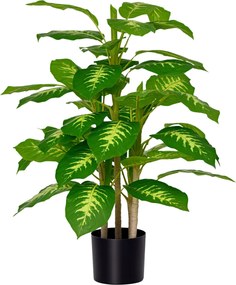 HOMCOM Nagy Mesterséges Dieffenbachia 95 cm Műnövény, Mű Dieffenbachia Növény Cserépben, Mesterséges Fa Műfűvel a Nappali Hálószoba Dekorációhoz és Ke